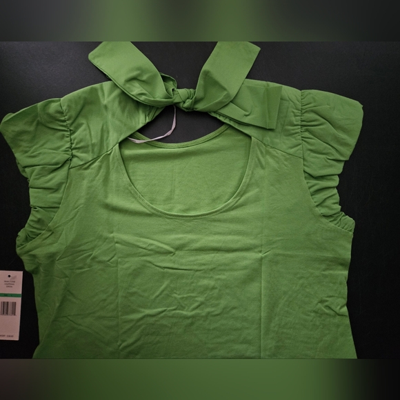 NWT - Nanette Lepore Cotton Blend  Poplin Bubble Sleeve Top w Bow Tie Back - XL - Picture 8 of 13